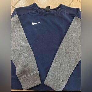 Nike Navy Crewneck Sweatshirt with Gray Sleeves
